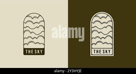 Abstract sky or cloud logo vector illustration. Boho logo emblem with cloud element. Cloud and sky logo badge illustration. Stock Vector