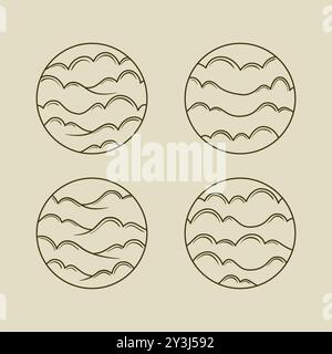 Set of cloud logo illustration, hand drawn creative cloud logo vector illustration design. Exclusive collection of cloud logo in line style Stock Vector