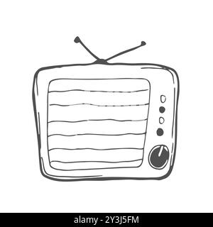 Old tv set hand drawn vector illustration. Stock Vector