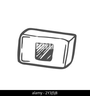 hand drawn doodle stop button illustration vector isolated background in continuous line Stock Vector