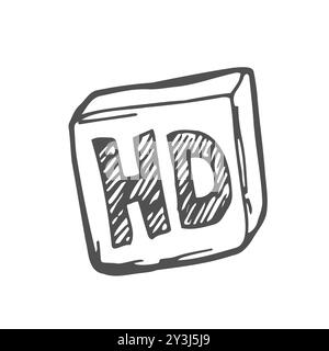 hd movie isolated icon. Simple element illustration from cinema concept. hd movie editable logo symbol design on white background. Stock Vector