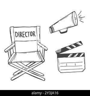 director chair vector sketch illustration Stock Vector