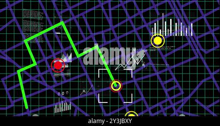 Image of financial data processing over black background Stock Photo