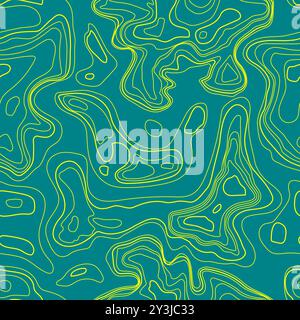 Seamless topographic colorful contour line map pattern. Abstract wavy loopable background for wallpaper, backdrop, banner. Stock Vector