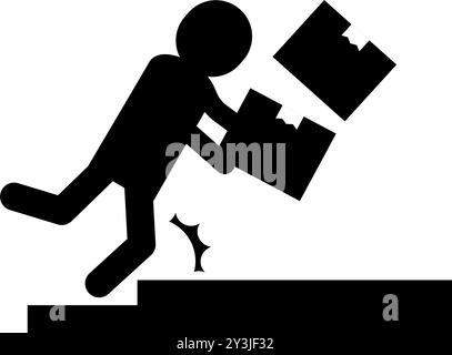 Pictograms for fall caution, safety signs, danger, and alerts, Vector ...