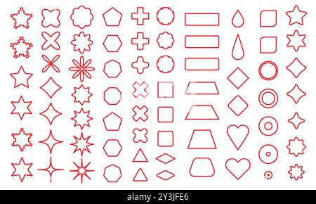 Outline glowing light effect stars and bursts. Stock Vector