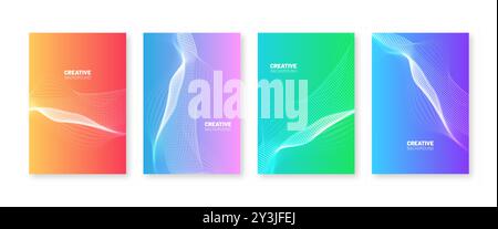 Wavy dots cover set Stock Vector