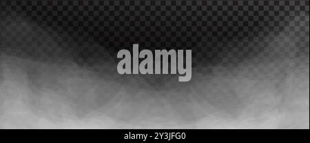 White fog or smoke isolated on dark transparent background Stock Vector