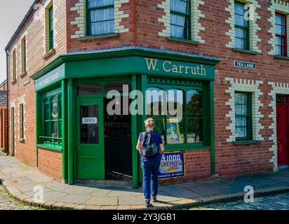 Cultra County Down Northern Ireland September 2024 - W. Carruth corner shop from Carrickfergus now in The Ulster Folk Museum Stock Photo