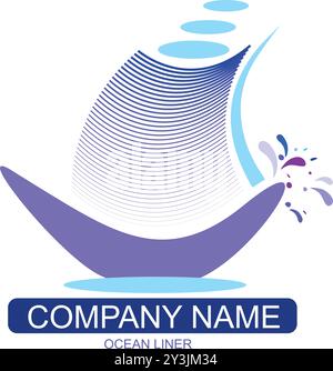 Shipping company logo design with boat or yacht 1 Stock Vector