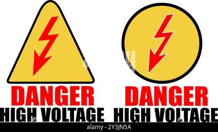 High Voltage Danger Warning sign board 2 Stock Vector
