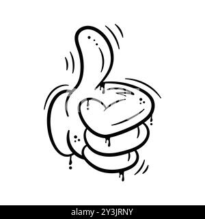 Well crafted graffiti style flat icon of thumbs up showing concept of like Stock Vector