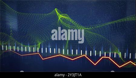 Image of data processing and connections on blue background Stock Photo