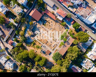 The Halicarnassus Mausoleum Museum or Tomb of Mausolus Museum aerial panoramic view in Bodrum. Bodrum is a city in Mugla Province, Turkey. Stock Photo