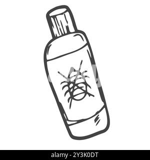 Pet perfume, cat and dog head shampoo on the label. Doodle isolated Stock Vector
