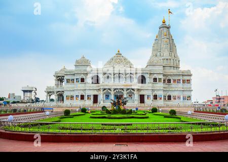 Prem Mandir is a Hindu temple dedicated to Shri Radha Krishna in Vrindavan near Mathura city in Uttar Pradesh state of India Stock Photo