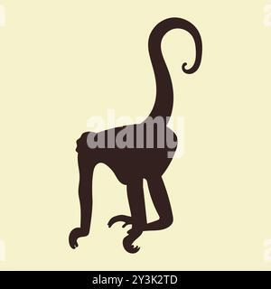 Hand drawn monkey silhouette in flat style illustration Stock Vector