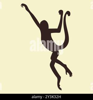 Hand drawn monkey silhouette in flat style illustration Stock Vector