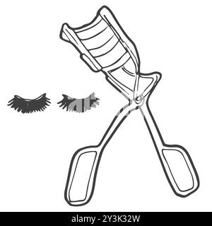 Vector isolated illustration of realistic metal eyelash curler. Stock Vector