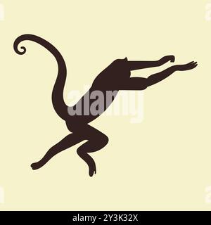 Hand drawn monkey silhouette in flat style illustration Stock Vector