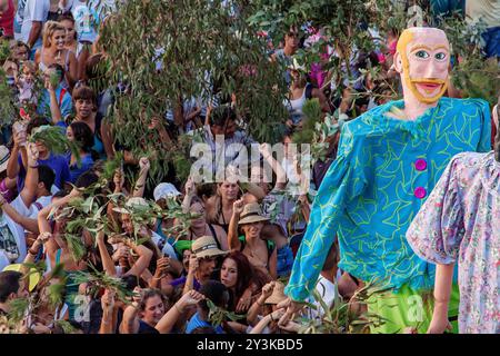 Celebration of the Descent of La Rama in Santa Maria de Guía, Gran Canaria Stock Photo