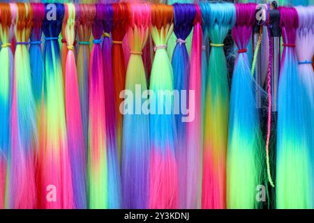 abstract background with rainbow colored threads Stock Photo