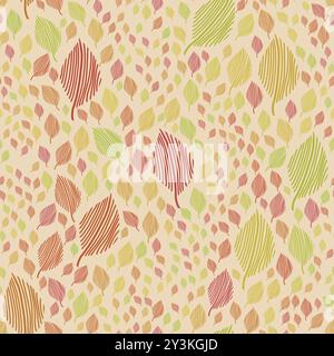 Modern seamless flowing leaf pattern in vintage Scandinavian style colors Stock Photo