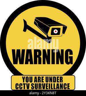 You are under CCTV Surveillance  warning sign board round shape Stock Vector