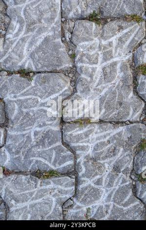 pavement with stone wall background Stock Photo