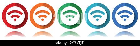 Wireless vector icons, flat icon set for logo design, webdesign and mobile applications, colorful web button collection in eps 10 Stock Vector