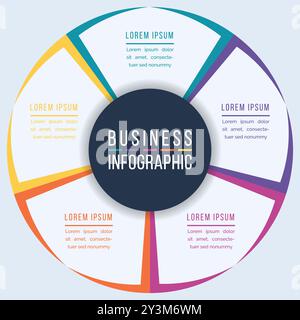 Circle Infographic design 5 steps, objects, elements or options infographic business circle template Stock Vector