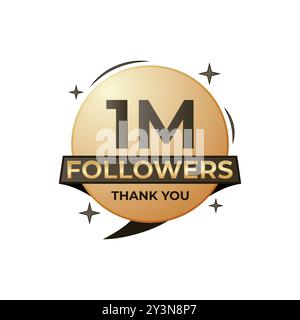 Gradient Artwork 1Million followers thank you celebration badge artwork Stock Vector