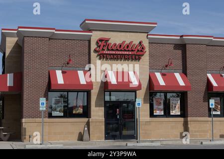 Carmel - September 12, 2024: Freddy's Frozen Custard and Steakburgers restaurant. Freddy's is popular in the Midwest. Stock Photo