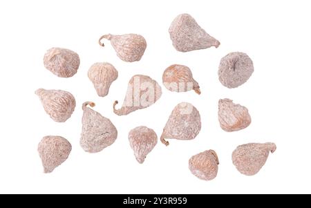 dried baby figs isolated on white background with clipping path, heap of whole figs close-up Stock Photo