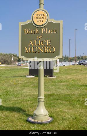 Wingham Ontario Canada Birthplace Of  Alice Munro The Nobel Prize Winner For Literature, A Successful Canadian Short Story Author, September 12, 2024 Stock Photo