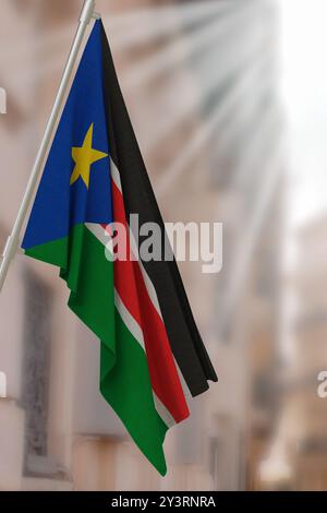 South Sudan national flag. Render 3D. Stock Photo