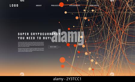 Landing page abstract design with big data. Template for website or app. Stock Vector