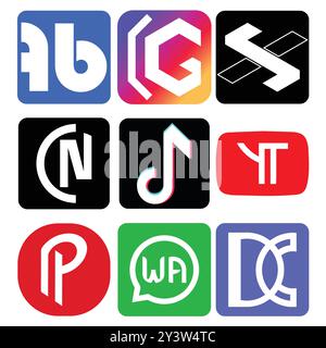 Social Media Icon Set Collection Vector Illustration Stock Vector