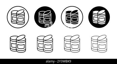 Canned food icon logo sign vector outline in black and white color Stock Vector