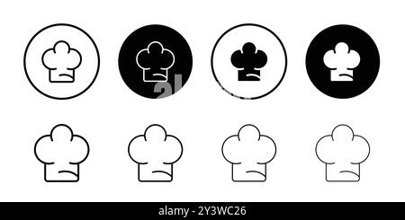 Chef hat icon logo sign vector outline in black and white color Stock Vector