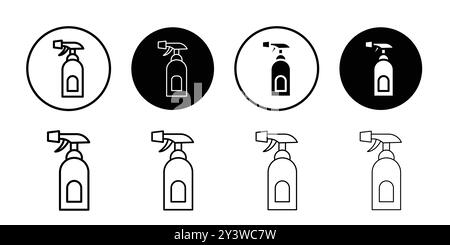 Cleaning spray icon logo sign vector outline in black and white color Stock Vector