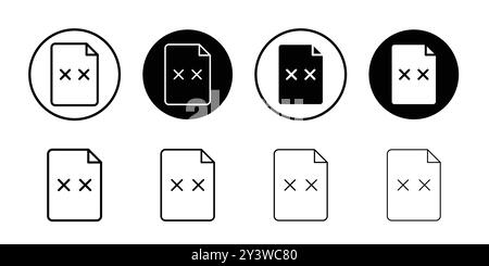 Corrupted file icon logo sign vector outline in black and white color ...