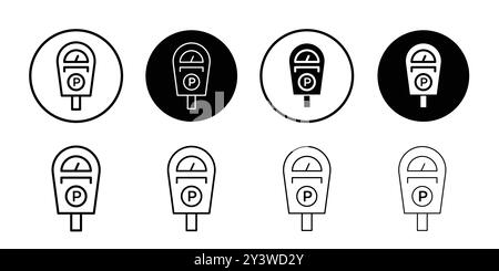 Parking meter icon logo sign vector outline in black and white color Stock Vector