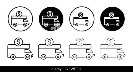 Shipping charges icon logo sign vector outline in black and white color Stock Vector