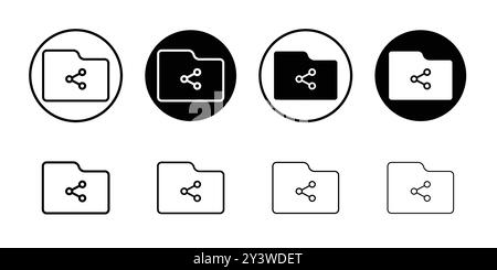 Share folder line icon logo sign vector outline in black and white color Stock Vector
