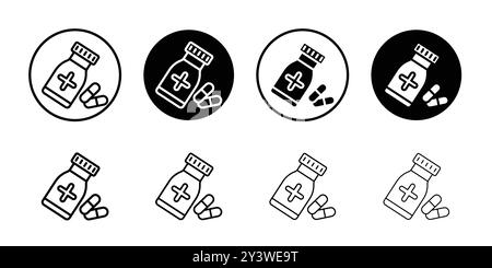 supplement icon logo sign vector outline in black and white color Stock Vector