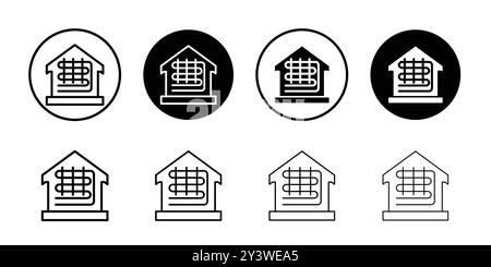 Underfloor heating icon logo sign vector outline in black and white color Stock Vector