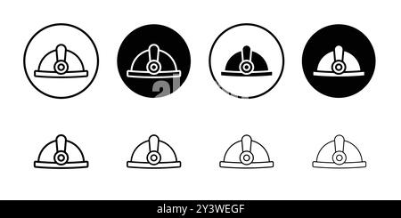 Torch helmet icon logo sign vector outline in black and white color Stock Vector