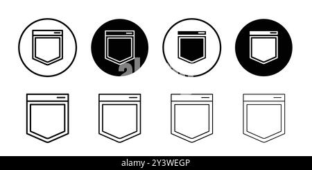 Pocket icon logo sign vector outline in black and white color Stock Vector