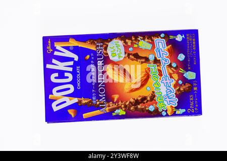 Yokohama, Kanagawa, September 5, 2024, Japanese sweets, chocolate candy on a white background. Stock Photo